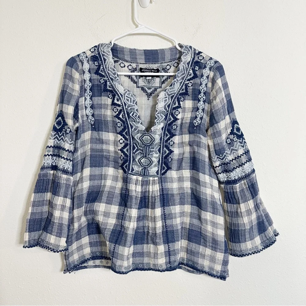 Johnny was simonee embroidered peasant blouse - Picture 2 of 6